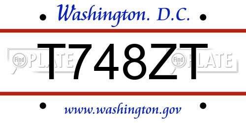 T748ZT District Of Columbia License Plate