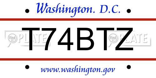 T74BTZ District Of Columbia License Plate