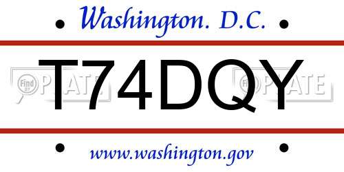 T74DQY District Of Columbia License Plate