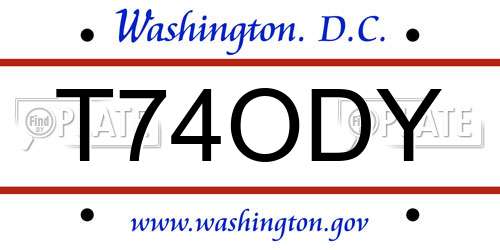 T74ODY District Of Columbia License Plate