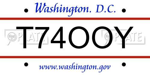 T74OOY District Of Columbia License Plate