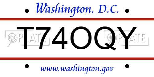 T74OQY District Of Columbia License Plate