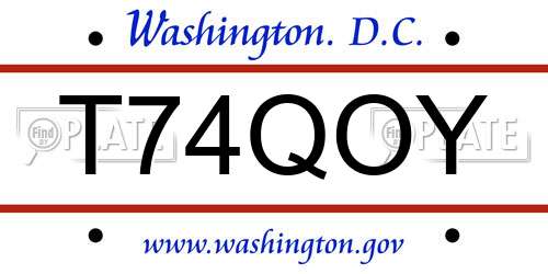 T74QOY District Of Columbia License Plate