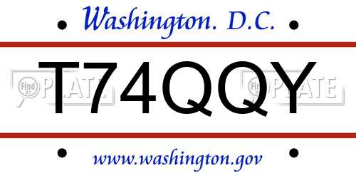 T74QQY District Of Columbia License Plate