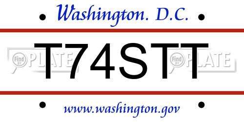 T74STT District Of Columbia License Plate