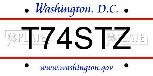 T74STZ District Of Columbia License Plate