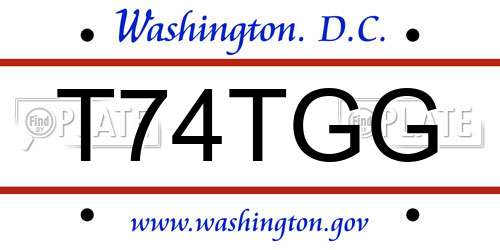 T74TGG District Of Columbia License Plate