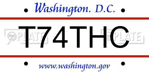 T74THC District Of Columbia License Plate