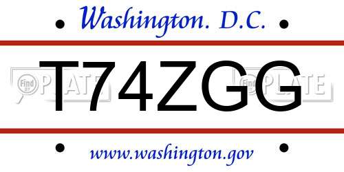 T74ZGG District Of Columbia License Plate