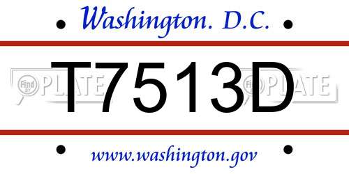 T7513D District Of Columbia License Plate