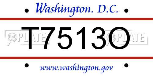 T7513O District Of Columbia License Plate