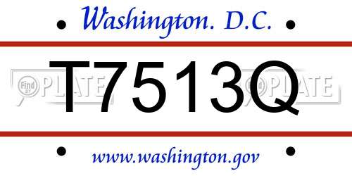 T7513Q District Of Columbia License Plate