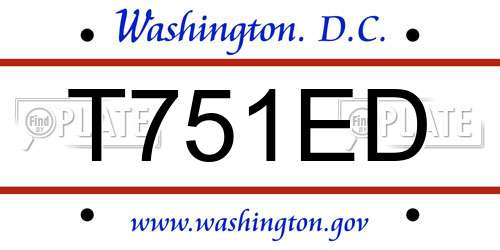 T751ED District Of Columbia License Plate