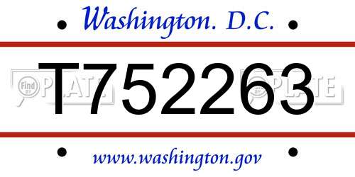 T752263 District Of Columbia License Plate