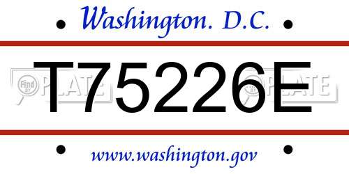 T75226E District Of Columbia License Plate