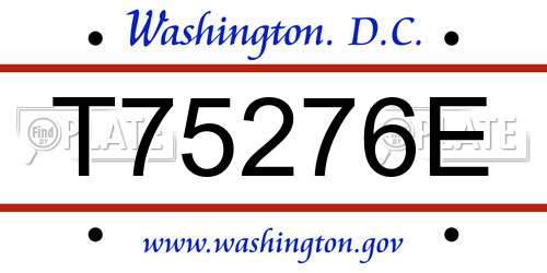 T75276E District Of Columbia License Plate