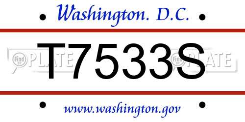 T7533S District Of Columbia License Plate