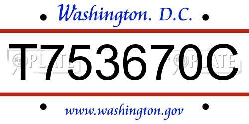 T753670C District Of Columbia License Plate