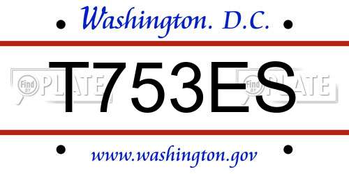 T753ES District Of Columbia License Plate