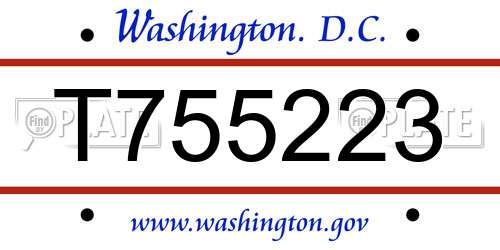 T755223 District Of Columbia License Plate