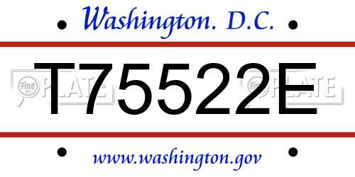 T75522E District Of Columbia License Plate