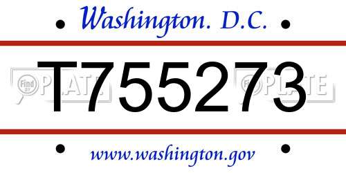 T755273 District Of Columbia License Plate