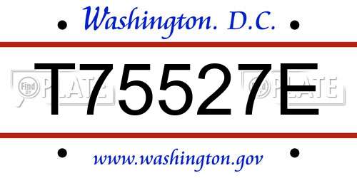 T75527E District Of Columbia License Plate
