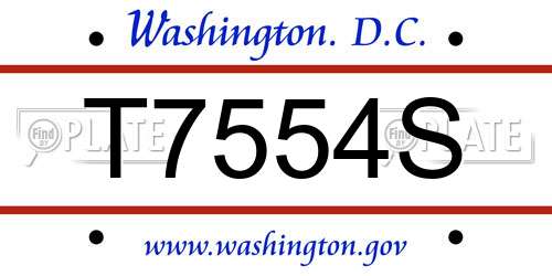 T7554S District Of Columbia License Plate