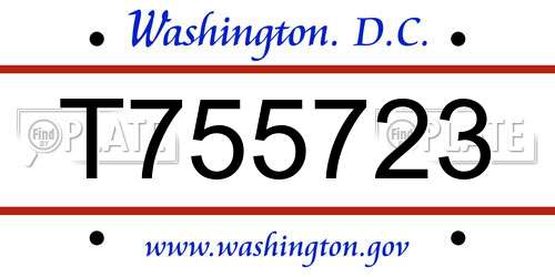 T755723 District Of Columbia License Plate
