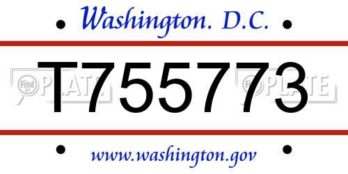 T755773 District Of Columbia License Plate