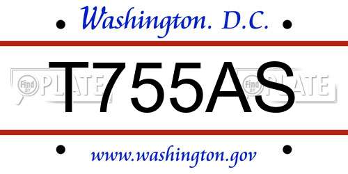 T755AS District Of Columbia License Plate