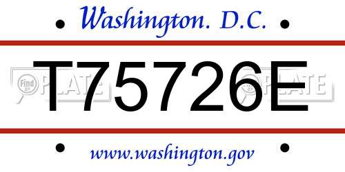 T75726E District Of Columbia License Plate