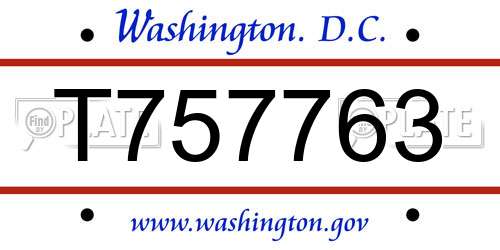 T757763 District Of Columbia License Plate