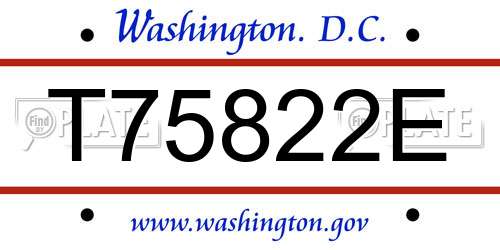 T75822E District Of Columbia License Plate