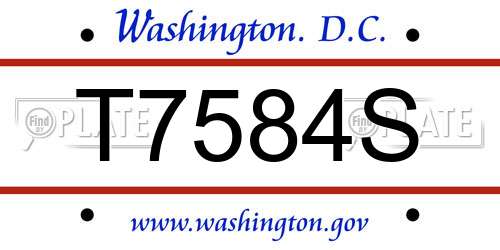 T7584S District Of Columbia License Plate