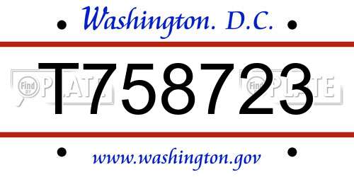 T758723 District Of Columbia License Plate