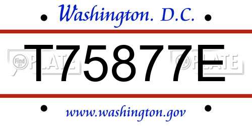 T75877E District Of Columbia License Plate