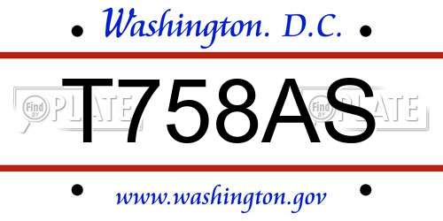 T758AS District Of Columbia License Plate