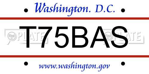 T75BAS District Of Columbia License Plate