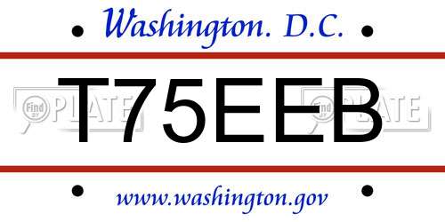 T75EEB District Of Columbia License Plate