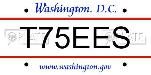 T75EES District Of Columbia License Plate
