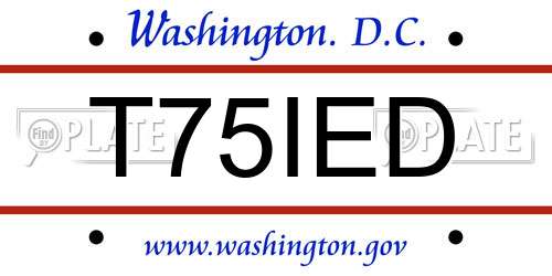 T75IED District Of Columbia License Plate
