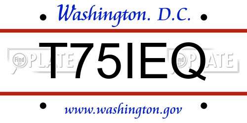 T75IEQ District Of Columbia License Plate