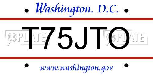 T75JTO District Of Columbia License Plate