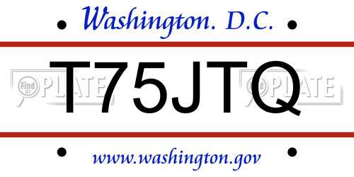 T75JTQ District Of Columbia License Plate