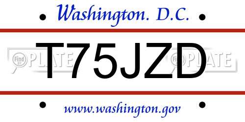 T75JZD District Of Columbia License Plate