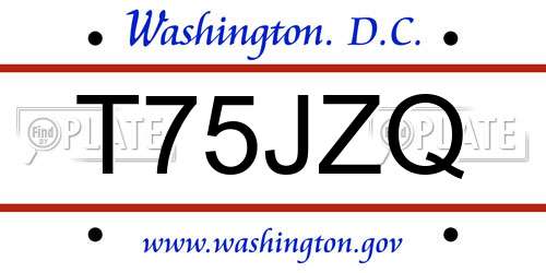 T75JZQ District Of Columbia License Plate
