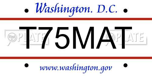 T75MAT District Of Columbia License Plate