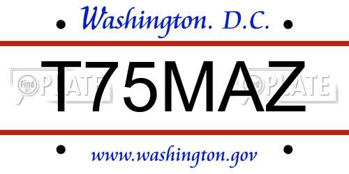 T75MAZ District Of Columbia License Plate