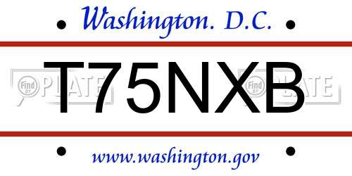 T75NXB District Of Columbia License Plate